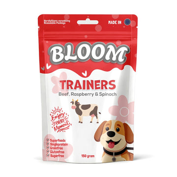 Bloom Rund frambozen spinazie Trainers natuurlijke trainingssnoepjes hond 150 gram