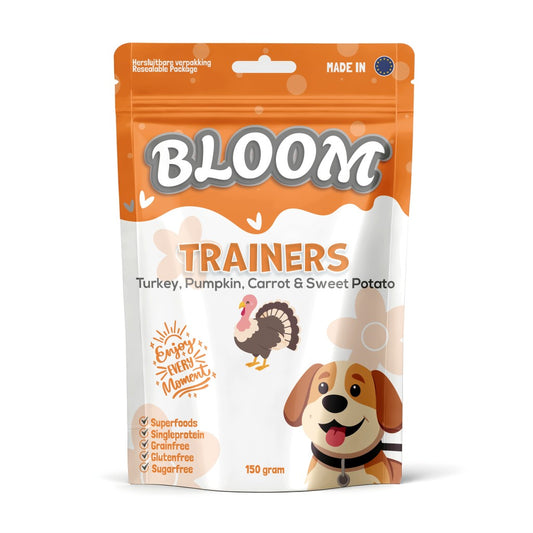Bloom Kalkoen pompoen wortel Trainers natuurlijke trainingssnoepjes hond 150 gram