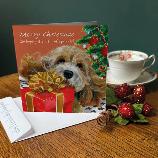 The Little Dog Laughed kerstkaart Ziggy cavapoo 15 x 15 cm