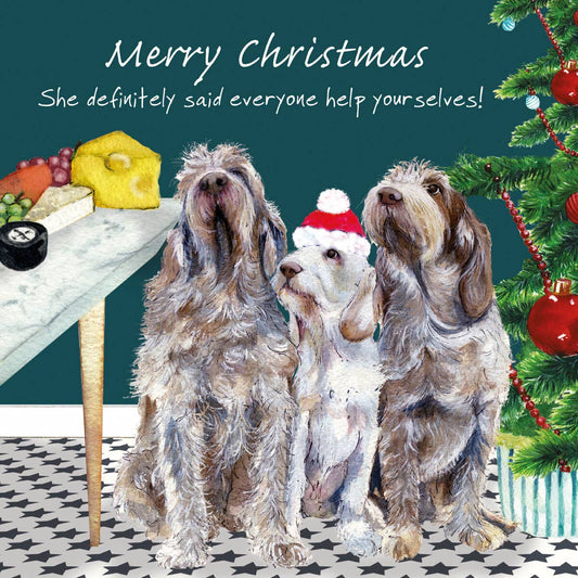 The Little Dog Laughed kerstkaart spinone 15 x 15 cm