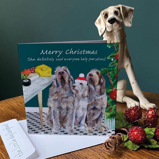 The Little Dog Laughed kerstkaart spinone 15 x 15 cm