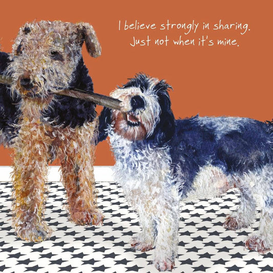 The Little Dog Laughed wenskaart Claude petit basset en Winnie de lakeland 15 x 15 cm