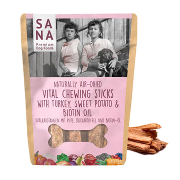 Sanadog natuurlijke kauwsnack hond Vital Chewing Sticks rund kalkoen lijnzaad 150 gram